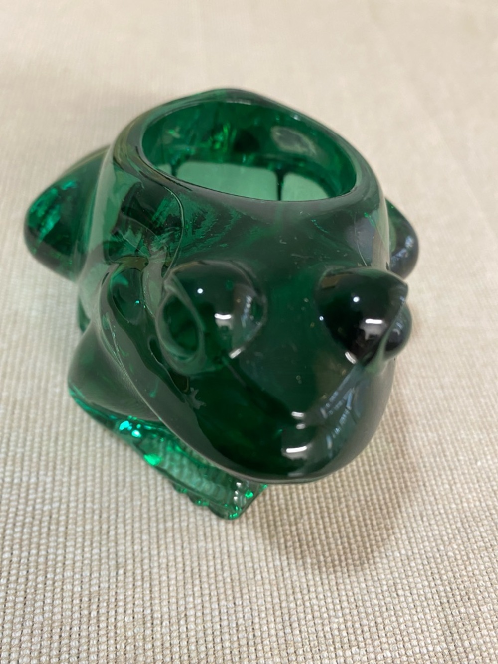 Indiana Glass Emerald Green Frog tea light candle holder
